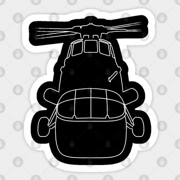 Wessex helicopter outline graphic (white) Sticker by soitwouldseem